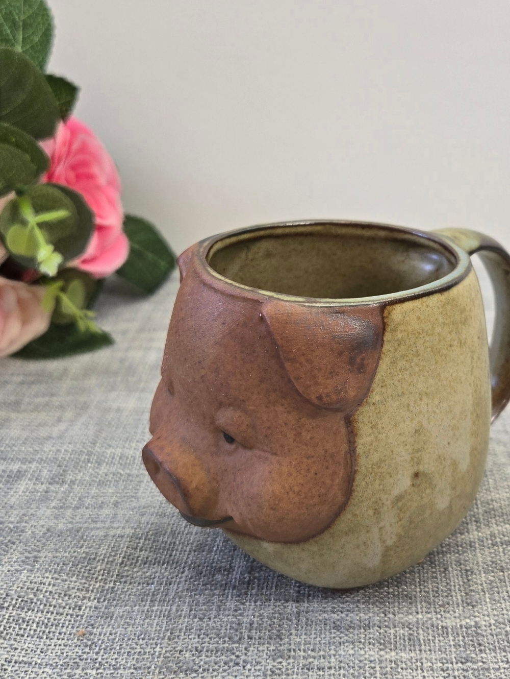 Vintage Lauren UCCTI Made In Japan 3D Smiling Pig Face Stoneware Mug